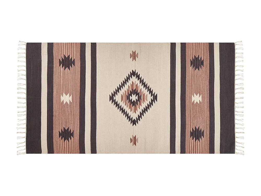 Tapete Kilim em algodão creme e castanho 80 x 150 cm ARAGATS BELIANI