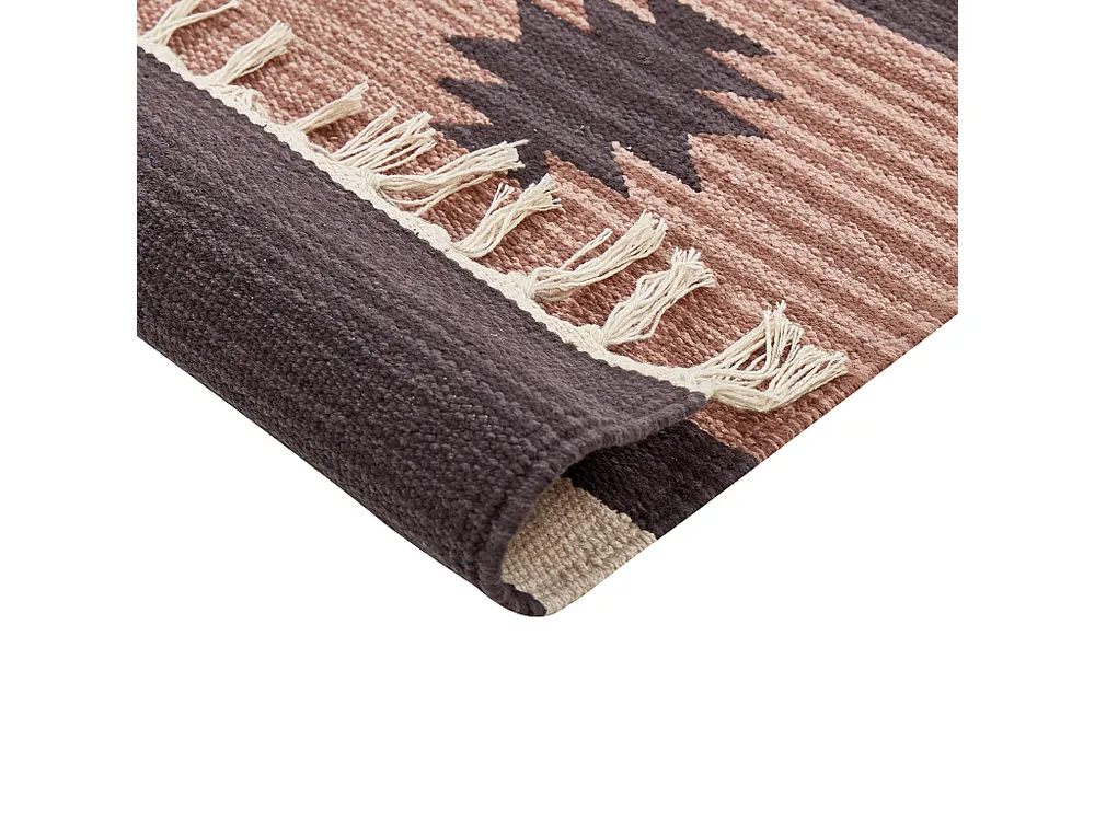 Tapete Kilim em algodão creme e castanho 80 x 150 cm ARAGATS BELIANI