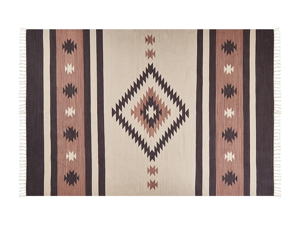 Tapete Kilim em algodão creme e castanho 200 x 300 cm ARAGATS BELIANI