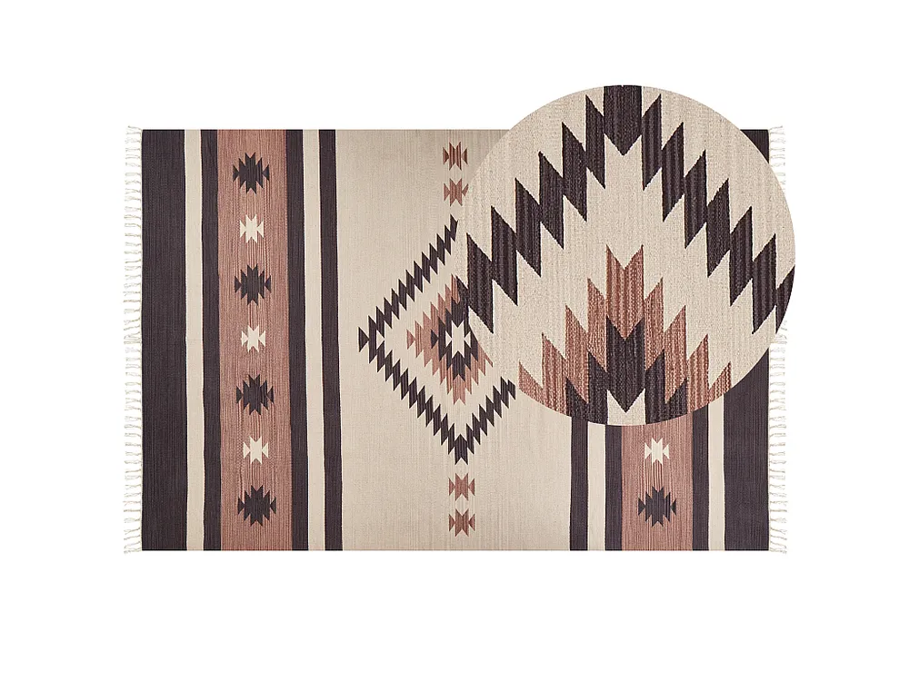 Tapete Kilim em algodão creme e castanho 200 x 300 cm ARAGATS BELIANI