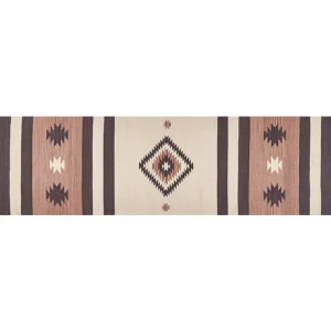 Tapete Kilim em algodão creme e castanho 80 x 300 cm ARAGATS BELIANI
