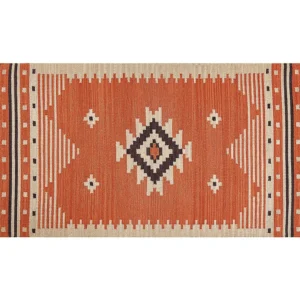 Tapete Kilim em algodão laranja 80 x 150 cm GAVAR Beliani