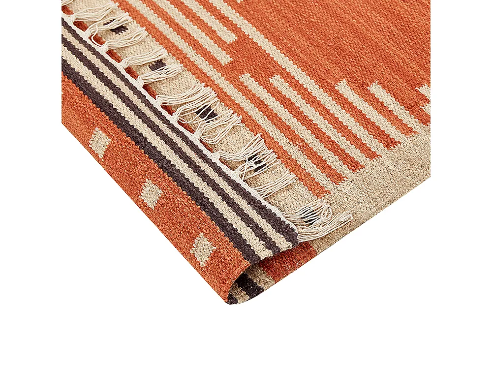 Tapete Kilim em algodão laranja 80 x 150 cm GAVAR Beliani