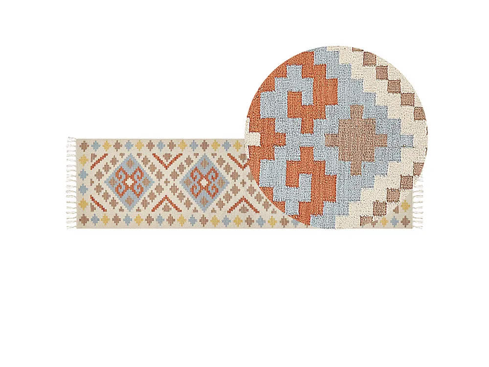 Tapete Kilim em algodão multicolor 80 x 300 cm ATAN BELIANI