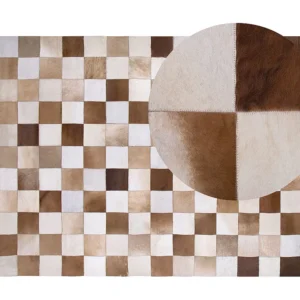 Tapete de pele genuína castanha e creme 160 x 230 cm SOLMAZ BELIANI