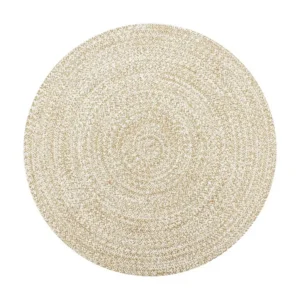 Tapete artesanal em juta branco e natural 150 cm Clicnbuy