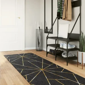 Tapete lavável antiderrapante 80x300 cm preto e dourado Clicnbuy