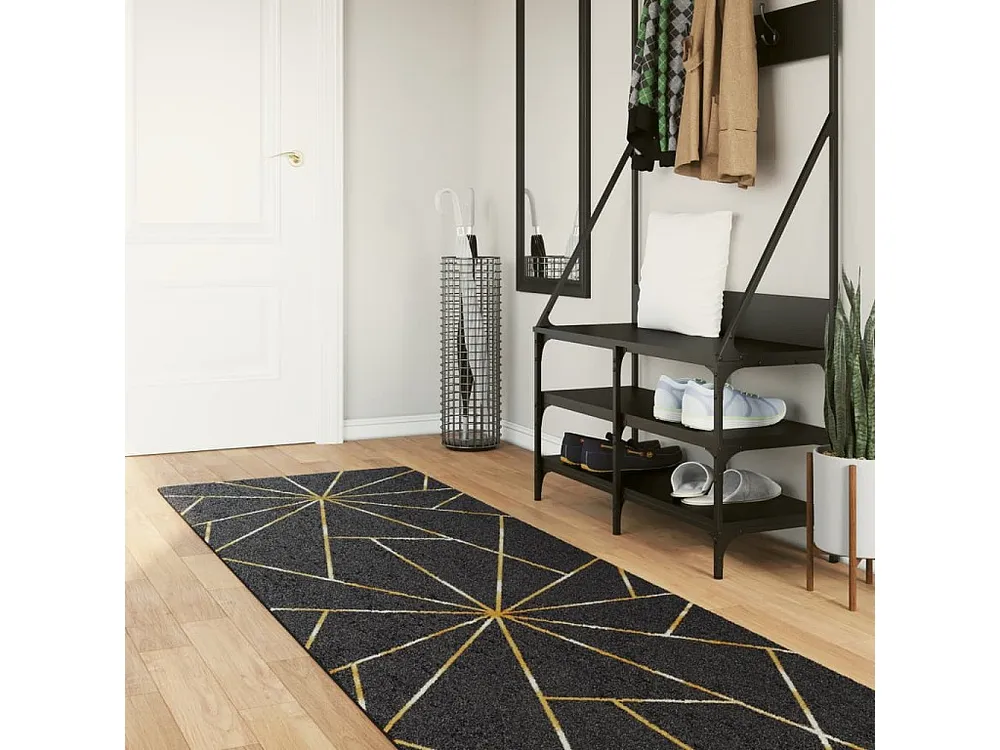 Tapete lavável antiderrapante 80x300 cm preto e dourado Clicnbuy