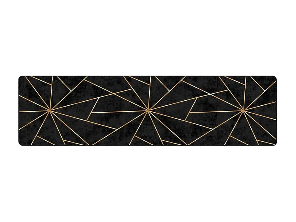 Tapete lavável antiderrapante 80x300 cm preto e dourado Clicnbuy