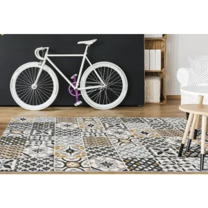 Tapete efeito azulejo de cimento ORNICO - Polipropileno - 160 x 230 cm - Multicolor OZAIA