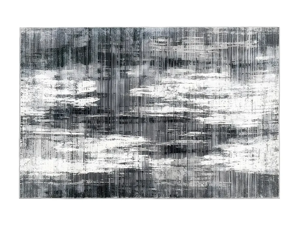 Tapete efeito usado BLURRY - Polipropileno - 200 x 290 cm - Cinza OZAIA
