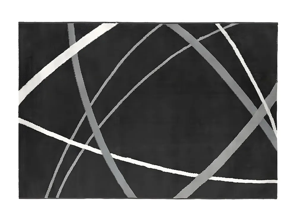 Tapete estilo design LINIA - Polipropileno - 200 x 290 cm - Preto, cinza e branco OZAIA