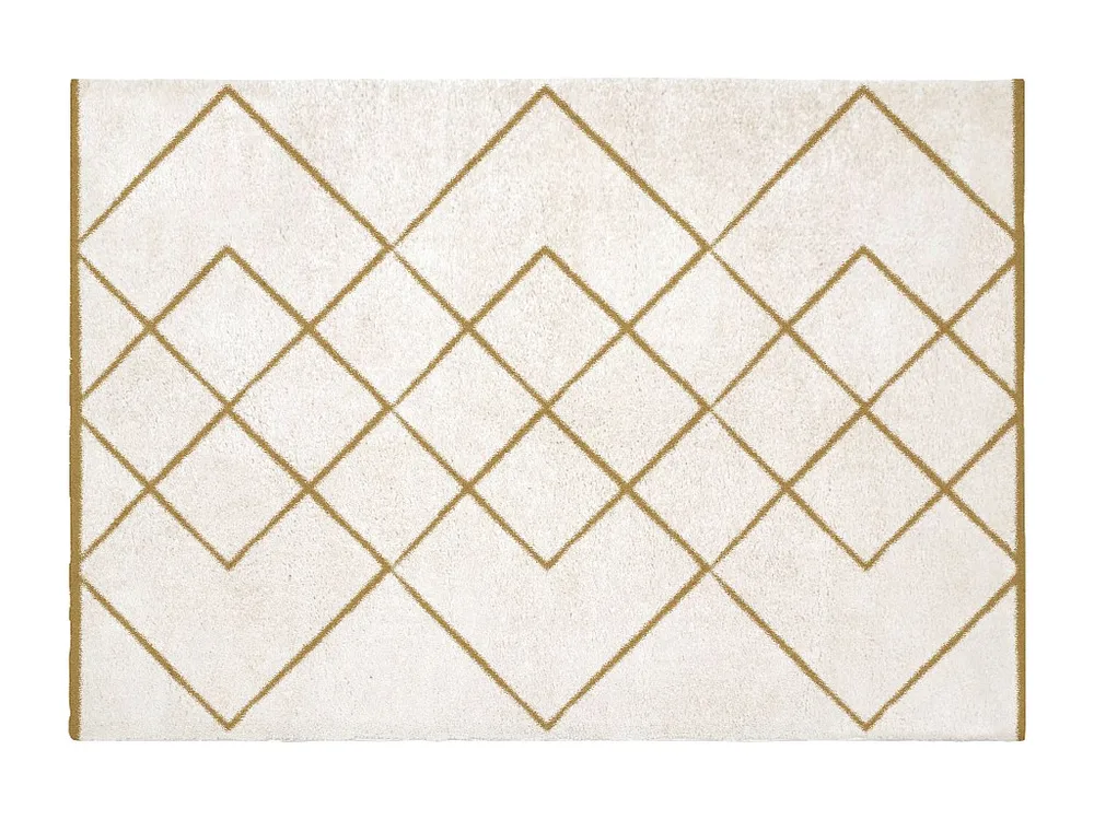 Tapete shaggy berbere 200x290 cm branco e dourado - PRYSMI OZAIA