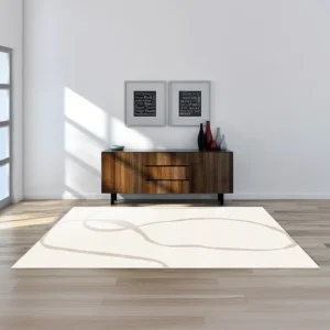Tapete shaggy design motivos abstratos 160x230 cm cor creme e taupe GALANCIA OZAIA