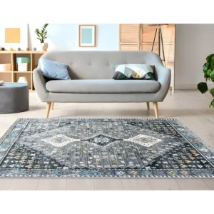 Tapete vintage CLOSSY - Polipropileno - 160 x 230 cm - Cinza OZAIA