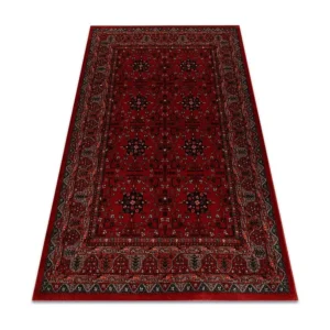 Tapete de lã KASHQAI 4302 300 Flores, quadro bordó 120x170 cm RugsX
