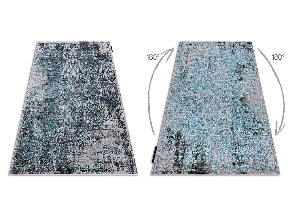 Tapete DE LUXE moderno 2081 Ornamento vintage - Structural azul / cinz 120x170 cm RugsX