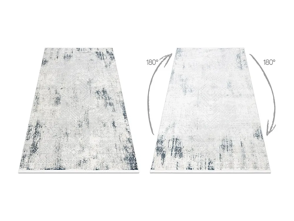 Tapete moderno DUKE 51558 creme / azul - Geométrico vintage, estrutur 240x330 cm RugsX
