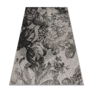 Tapete prumo SIZAL FLOORLUX 20491 FLORES prata / preto 200x290 cm RugsX