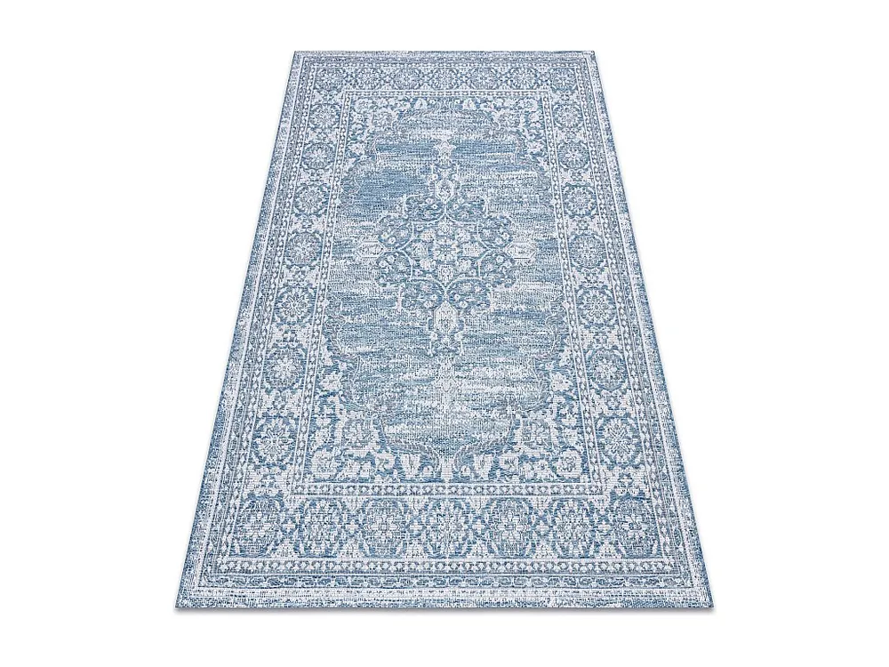 Tapete prumo SIZAL LOFT 21213 Ornamento azul / prata / marfim 160x230 cm RugsX