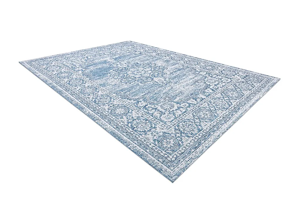 Tapete prumo SIZAL LOFT 21213 Ornamento azul / prata / marfim 160x230 cm RugsX
