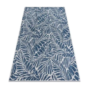 Tapete SIZAL SION Folhas 22151 tecido plano ecru / azul escuro 200x290 cm RugsX