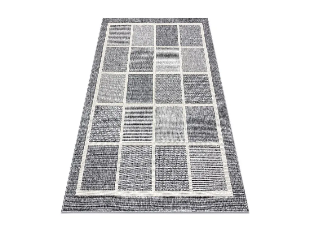 Tapete SPRING 20426332 Sisal quadrados, quadro boucle - cinzento 140x200 cm RugsX