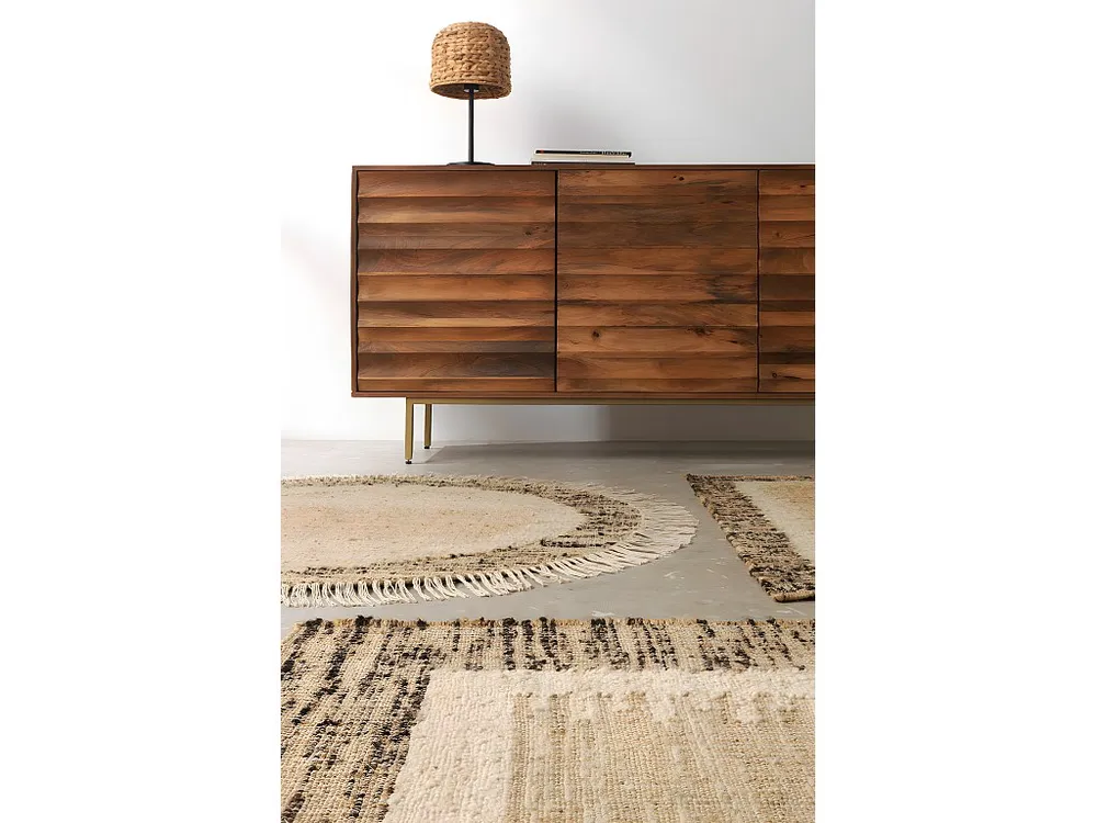 Tapete de lã de juta e algodão 120 cm diam.