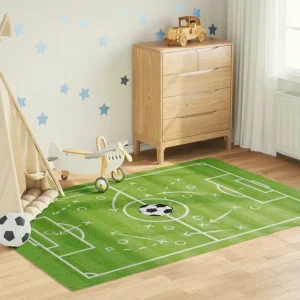 Tapete lavável antiderrapante infantil campo de futebol verde Clicnbuy