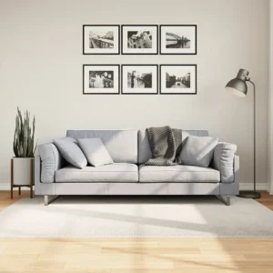 Tapete de pelo curto IZA visual escandinavo 140x200cm cor creme Clicnbuy