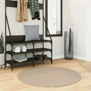 Tapete de pelo curto macio e lavável Ø 100 cm cor areia Clicnbuy