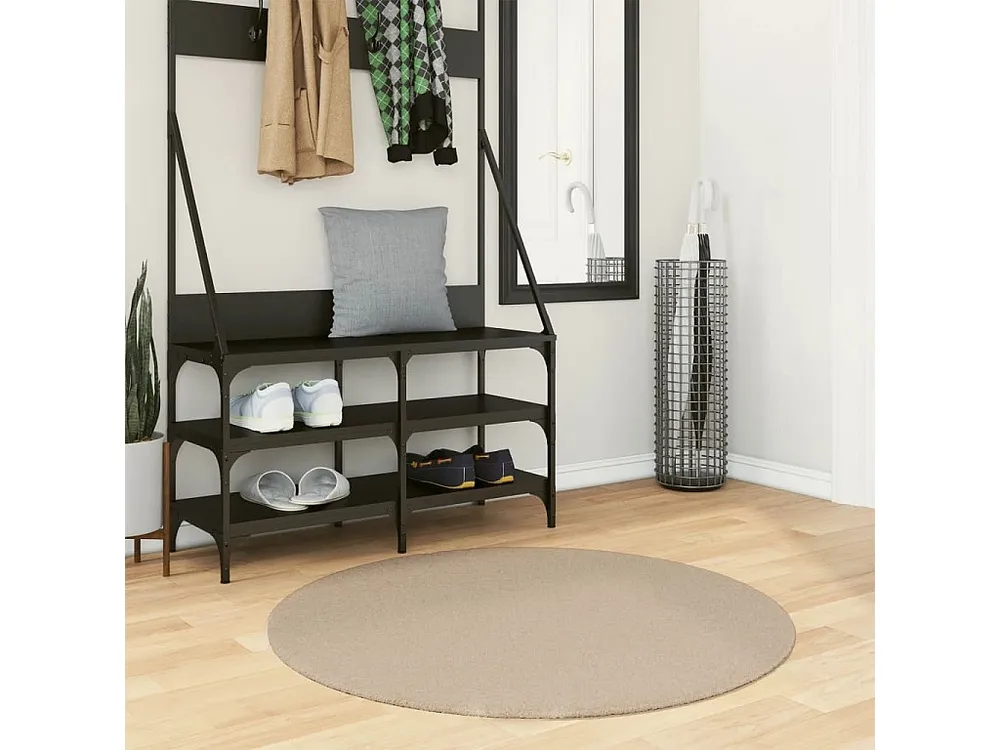 Tapete de pelo curto macio e lavável Ø 100 cm cor areia Clicnbuy