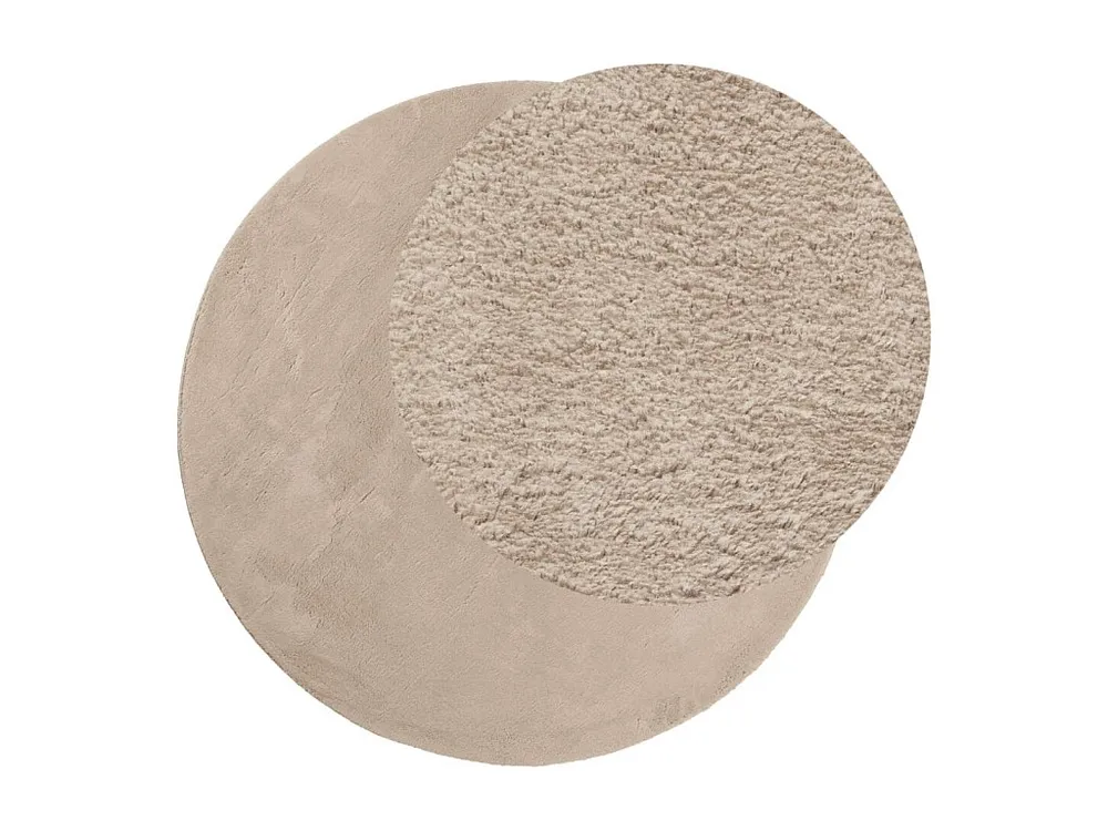 Tapete de pelo curto macio e lavável Ø 100 cm cor areia Clicnbuy