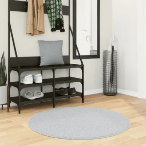 Tapete de pelo curto macio e lavável Ø 100 cm cinzento Clicnbuy