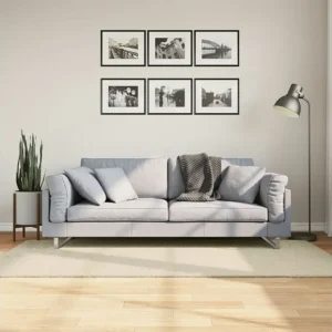 Tapete de pelo curto macio e lavável 100x200 cm cor creme Clicnbuy