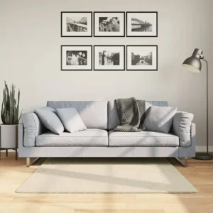 Tapete de pelo curto macio e lavável 120x120 cm cor creme Clicnbuy
