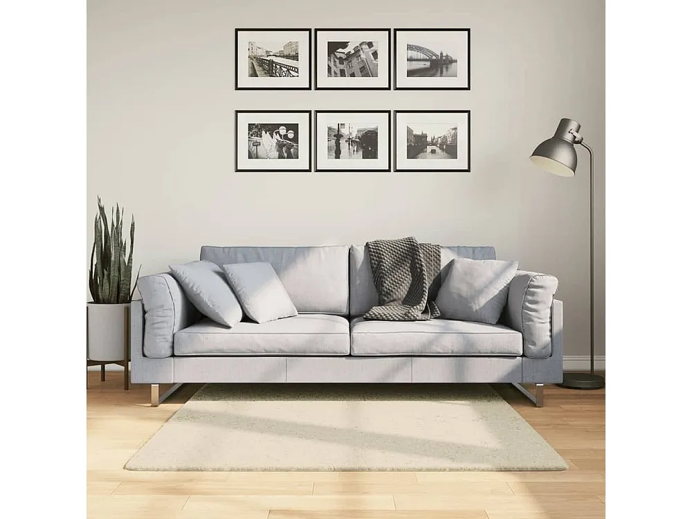Tapete de pelo curto macio e lavável 120x120 cm cor creme Clicnbuy