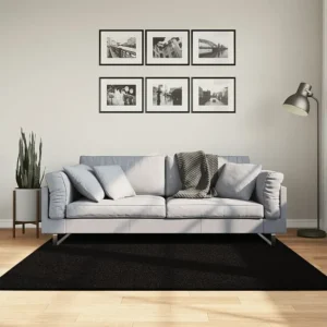 Tapete de pelo curto macio e lavável 160x160 cm preto Clicnbuy