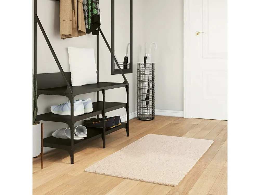 Tapete de pelo curto macio e lavável 60x110 cm bege Clicnbuy