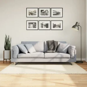 Tapete de pelo curto OVIEDO 120x120 cm bege Clicnbuy