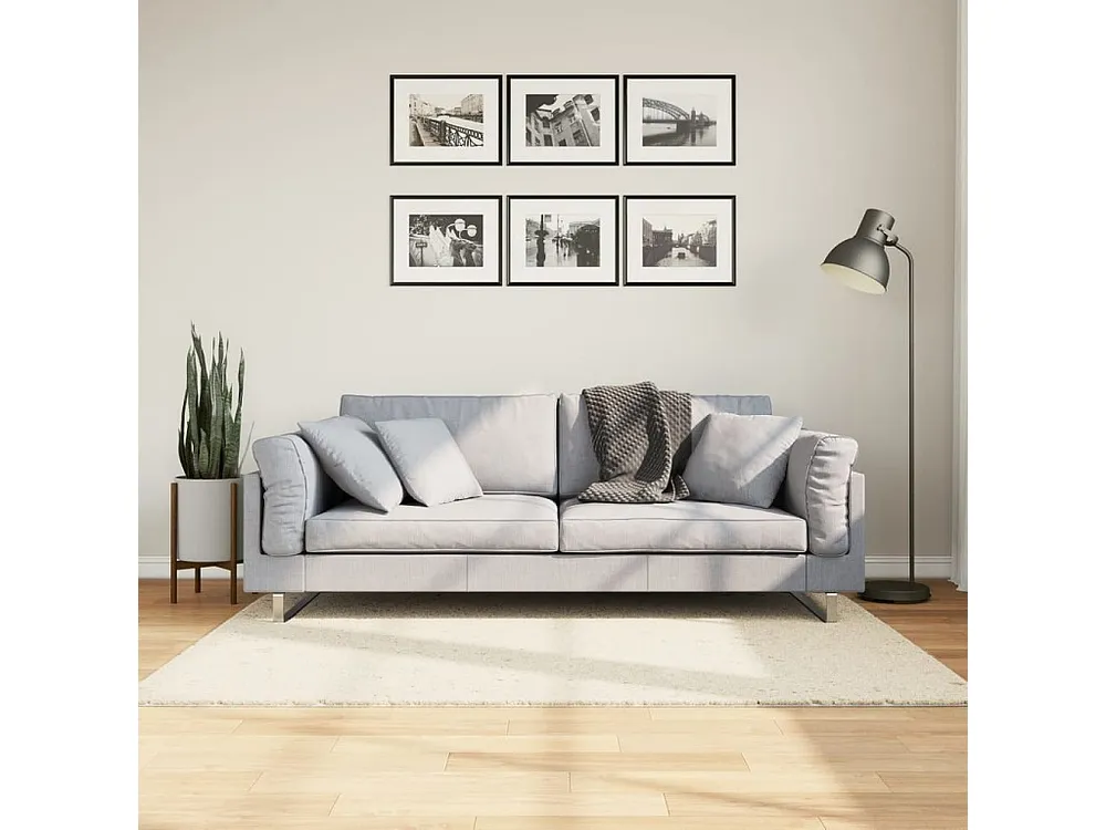 Tapete de pelo curto OVIEDO 120x120 cm bege Clicnbuy