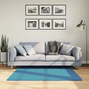 Tapete de pelo curto OVIEDO 120x120 cm turquesa Clicnbuy