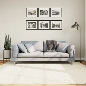 Tapete de pelo curto OVIEDO 200x200 cm bege Clicnbuy