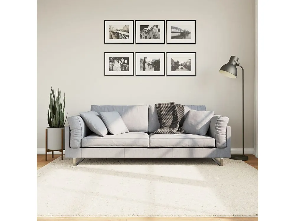 Tapete de pelo curto OVIEDO 200x200 cm bege Clicnbuy