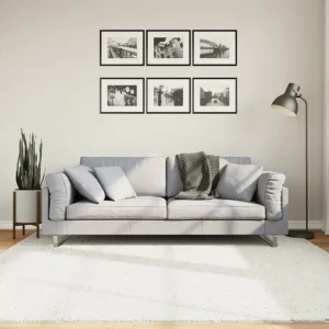 Tapete de pelo curto OVIEDO 200x200 cm creme Clicnbuy