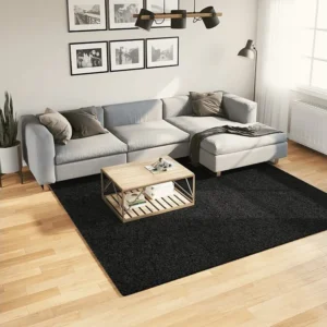 Tapete de pelo curto OVIEDO 240x240 cm preto Clicnbuy