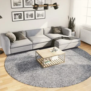 Tapete shaggy de pelo alto Ø 280 cm azul Clicnbuy