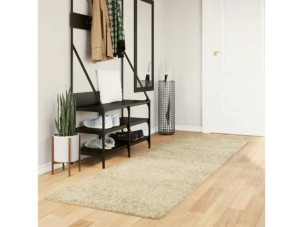 Tapete shaggy de pelo alto 80x250 cm dourado Clicnbuy