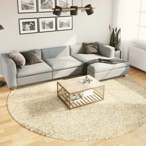 Tapete shaggy de pelo alto PAMPLONA Ø 280 cm dourado Clicnbuy