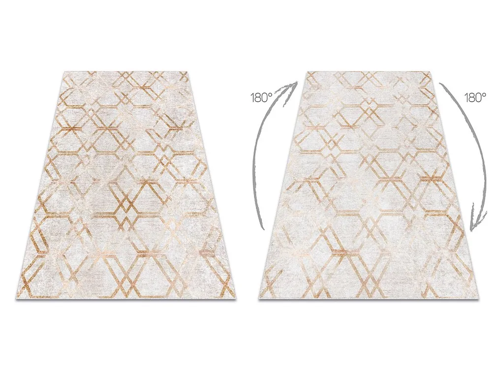 MIRO 51805.804 Tapete Geométrico, treliç antiderrapante - ouro 80x150 cm RugsX